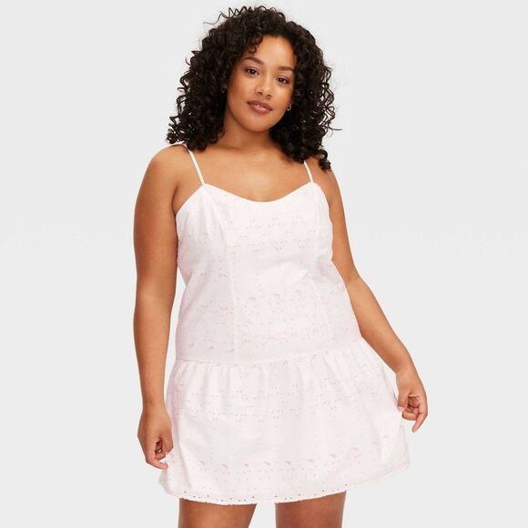 Roller Rabbit Dresses & Skirts - Women's Drop Waist Eyelet Mini Dress White/Lavender - Roller Rabbit 1X